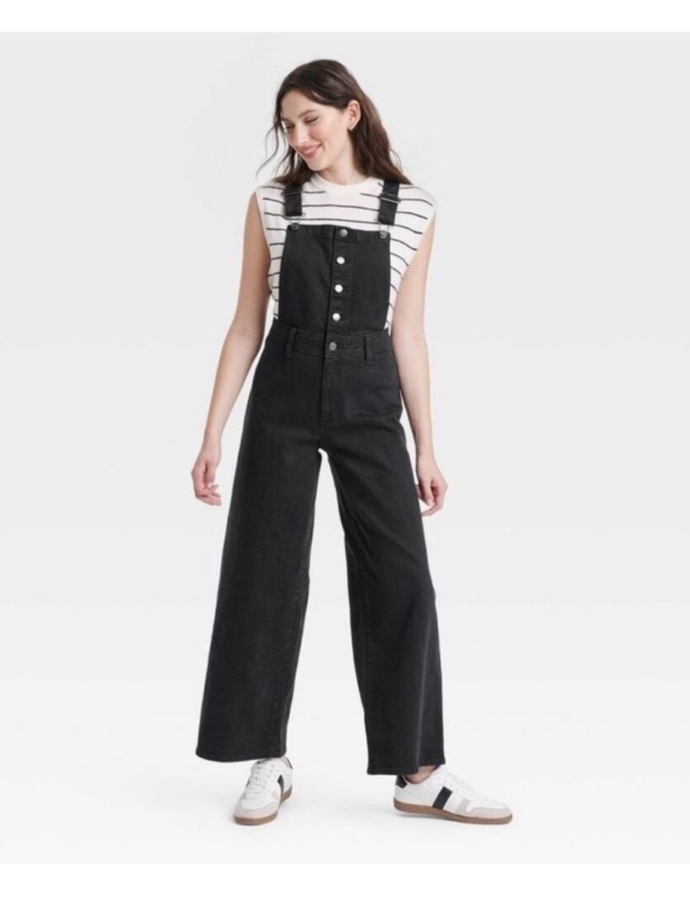 Women's Denim Sailor Overalls - Universal Thread Black: Cotton-Spandex Blend
